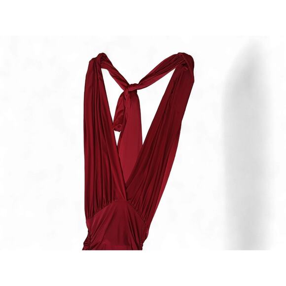 Lulus Deep V Ruched Mini Dress Red Size Small Stretchy - Picture 4 of 11